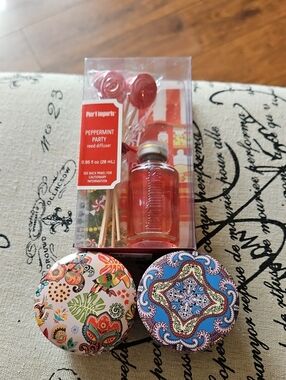 Pier 1 Red Decorative Reed Diffuser And 2 Soy Candles